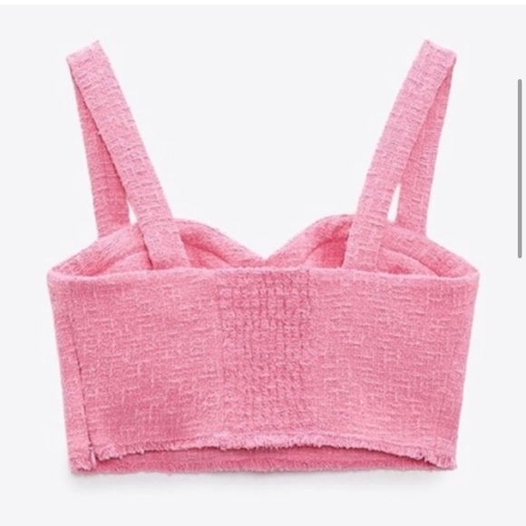 Zara textured Pink tweed Barbie crop corset M - Picture 5 of 6